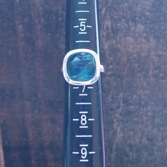 Silver blue Faceted Glass Ring - Picture 9 of 10